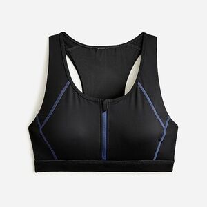 J. Crew SleekStretch black zip-front sports bra